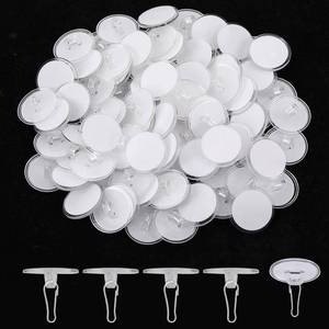 lot 30416 image: Aeaocvo 100 Pack Ceiling Hooks Adhesive Removable Transparent Wall Hanger with Hooks, 0.79 Small Disc Sticky Ceiling Hooks for Festival Wedding Halloween Christmas Party Decor - Retail $8