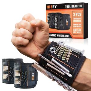 lot 30420 image: HIEEY 2 Pieces Magnetic Wristband for Holding Screws, Gifts for Men, Tool Belt Magnetic Wristband for Holding Screws, Cool Gadgets Christmas Gifts for Him Men Women Husband (Gift Box) - Retail $10