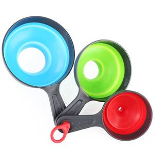 lot 50997 image: Large Small Funnel Set of 3, Food Grade Mini Funnels for Kitchen Use, Silicone Collapsible Funnels, Wide Mouth Canning Funnel for Mason Jars, Filling Bottles, Flask, Tiny Spice, Cooking Water YLYL - Retail $6