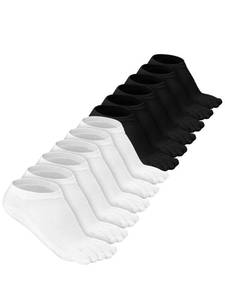 lot 50998 image: Bencailor 61232Pairs Women Toe Socks Five Toe Cotton Socks Ankle Sock with Toes Separated for Women Men Athletic Running(6 Pairs,Black, White,5-9) - Retail $12