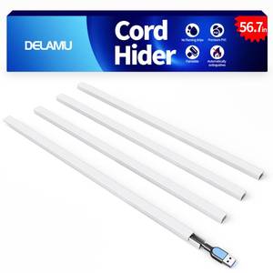 lot 51964 image: Delamu 56.7in Cord Hider, Cord Covers for Mini Wire on Wall, Paintable Cable Hider Wire Covers for Cords, Self-Adhesive Cable Cover Management, Easy Set-up Wires Hiders for TV, W0.55 H0.4in, White - Retail $18