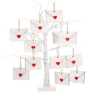 lot 51974 image: AceOrbit 12 Pcs Valentines Day Wooden Envelope Ornaments, White Envelope Red Heart Tree Decorations, 9.8ft Jute Twine for Hanging, Heart Ornaments for Valentines Decor, Indoor Outdoor Tree Decoration