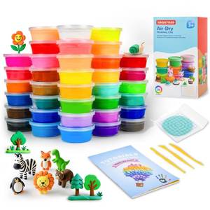 lot 59162 image: GAGAtoad 36 Colors Ultra Light Air Dry Clay Kit with Pressing Board Modeling Clay Plastic Tools, with Guide Book for Boys and Girls Age 3-12 Year Old Gift Toy Clay Art Crafts - Retail $15