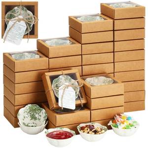 lot 59164 image: Teenyyou 31 Pack Wedding Favors for Guests Small Ceramic Bowls Bulk Gifts Set 3.3 Inch Sage Green Verdure Design Mini Dipping Bowl Sauce Dish with Cards Box for Party Shower Favor Souvenir