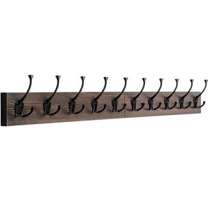 lot 59175 image: IBosins Wall Mounted Coat Rack with 10 Decorative Hooks, 34 Long, Old Wood Color Coat Hanger, Rustic Coat Hooks Rail for Entryway Living Room Coat Scarf Bag Towel Hat - Retail $25