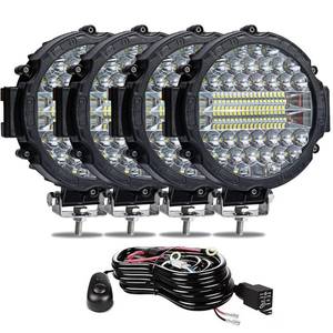 lot 59177 image: 7 Inch Round LED Offroad Lights,201W LED Light Pods Driving Light Bar Combo Beam Work Lights with Wiring Harness for Pickup SUV ATV UTV Truck Lights,4PCS - Retail $80