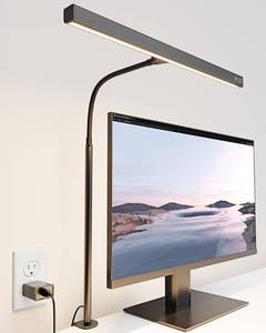 lot 59189 image: SUPERDANNY LED Desk Lamp for Office Home, Eye-Caring Desk Light with Adjustable Gooseneck, 12W Touch Control Dimmable Brightness, Architect Clamp Lamp with USB Adapter for Reading Study Workbench - Retail $30