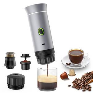 lot 59203 image: Lmozim Portable Coffee Maker, Espresso Machine for camping, Travel Coffee Maker with USB-C, 3-in-1 Small Espresso Machine with Ground Coffee & Capsules (NSDG) for RV, Hiking, Office(Silver) - Retail $50