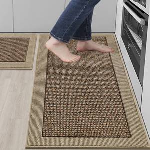 lot 59212 image: BEQHAUSE Kitchen Rugs and Mats Set of 2 Non-Slip Kitchen Mats for Floor, Absorbent and Stain Resistant Kitchen Runner, Machine Washable Rugs for Kitchen, Laundry & Sink, 20x3220x48, Taupe - Retail $44