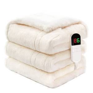 lot 59213 image: PTQ Premium Heated Throw Blanket 50x60 - Ultra Cosy Soft Electric Blanket with 8 Heating Levels,Plush Fast Heating Faux Rabbit Fur Blanket for Bed & Couch - Auto Shut Off,Machine Washable (Beige) - Retail $67