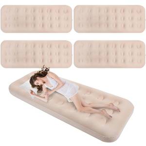 lot 59218 image: Geetery 4 Pcs Large Air Mattress for Adult Kid 75 x 30 x 8.7 Inch Inflatable Sleepover Airbed Foldable Flocked Blow up Bed with Patch Portable Toddler Air Mattress for Home Travel Camping Tent Party