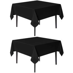 lot 59221 image: sancua Black Square Tablecloths 60x60 Inch, 2 Pack - Fabric Table Cloth for Square or Round Tables, Washable Polyester Table Cover for Dinner, Holiday Party, Decorative Display Tables - Retail $17