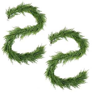 lot 59224 image: WBHome 2 PCS 9FT Real Touch Norfolk Pine Christmas Garland, Winter Greenery Garland for Christmas, Holiday Seasonal OutdoorIndoor Home Decor - Retail $40