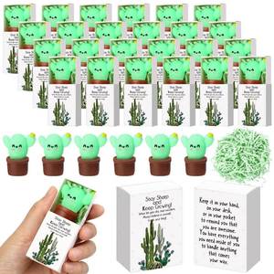 lot 59228 image: Wettarn 24 Sets Cactus Positive Gifts Cute Stress Balls with Believe in Yourself Gift Boxes Bulk Party Favors for Students Coworkers Employees School Office Relief Inspirational Desk Accessories - Retail $20