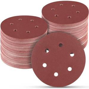 lot 59231 image: 100 PCS 6 Inch Sanding Discs 120 Grit, 6 Hole Hook and Loop Sandpaper, Round Orbital Sand Paper Discs for Sander - Retail $18