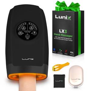 lot 59235 image: Lunix LX3 FSA Hand Massager, Heated Air Compression, for Arthritis & Carpal Tunnel Relief, Finger Numbness & Wrist Pain Relief, Cordless Rechargeable, Charcoal Black - Retail $109