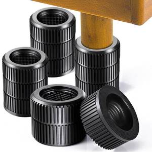 lot 59238 image: Nixeton Round Furniture Risers 4-Packs Adjustable Table Leg Extenders, Stackable(1.3-3.7 High) Heavy Duty Anti-Slip Bed Risers for Couch, Desk, Chair, Cabinet, Dorm Underbed Storage(Black, 3-Layers) - Retail $16