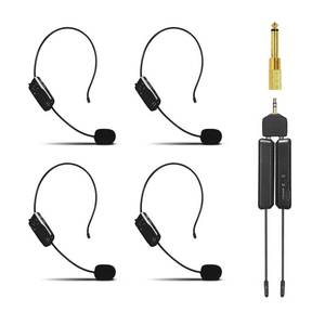 lot 59248 image: Wireless Microphone System for 4 People,2.4G Wireless Headset Mics and Handheld Mics 2 in 1,Ideal for Speakers,Voice Amplifier,PA System,Teacher,Tour Guides,Fitness Instructor - Retail $29
