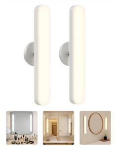 lot 59249 image: cambk Set of 2 Wireless Vanity Makeup Lights for Mirror, Rechargeable LED Stick On Light Bar for Bathroom Mirror with 3 CCT&Dimmable, Elegant Cordless Lighting Chritsmas Holiday Gifts for Women - Retail $21