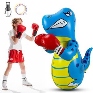 lot 59252 image: Kids Punching Bag 3-8 with Air Pump, Toddler Punching Bags for Kids, Inflatable Dinosaur Toy with Bounce- Back Action, Safe Gifts for Boys & Girls Age 3-5 Add Tossing Game - Retail $24
