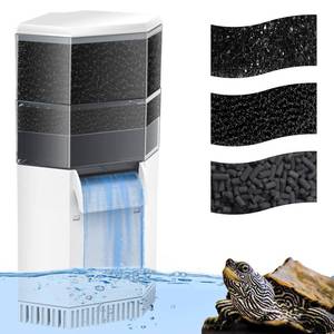 lot 44211 image: Turtle Aquarium Filter 3-Stage Turtle Filter for Low Water Level Tanks, 225GPH Super Quiet Waterfall Turtle Tank Filter Reptile Filter, Low Water Filters for Turtle Tanks 10-40 Gallon Water