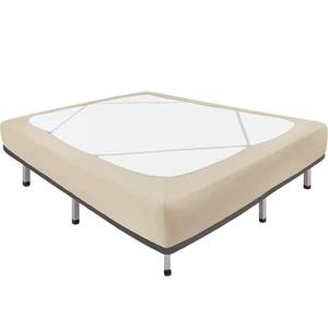 lot 44215 image: Decorative Box Spring Cover King & Cal King Size, Light Camel Luxurious Jersey Knitting Stretchy Wrap Around 4 Sides Bed Skirt for HomeHotels, Easy Fit Wrinkle Free Machine Washable - Retail $89