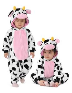 lot 44216 image: Spooktacular Creations Halloween Baby Cow Costume, Toddler Unisex Cow Jumpsuit, Hooded Romper Plush for Toddler Animal Dress Up