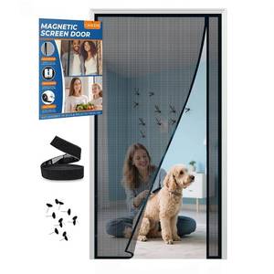 lot 44221 image: Magnetic Screen Door Left Right Side Opening Polyethylene Terephthalate Mesh Greater Than Fiberglass and Polyester Easy Install - Retail $25
