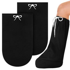 lot 44229 image: 2 Pcs Cast Sock for Leg Foot Cover Below Knee Sleeve Adjustable Drawstring Cast Wound Protector for Men Women Foot Leg Ankle(21.26 x 11.02in,Black) - Retail $15