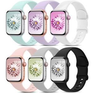 lot 44239 image: 6 Pack Sport Bands Compatible with Apple Watch Band 38mm 40mm 41mm 42mm 44mm 45mm 49mm 46mm,Silicone Waterproof Strap for iWatch Apple Watch Series 11 10 9 Ultra 8 7 6 5 4 3 2 1 SE Women Men - Retail $15