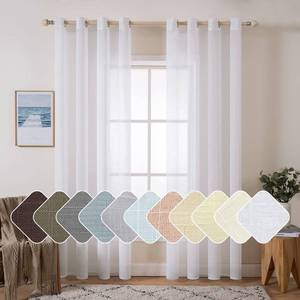 lot 44253 image: Natural Linen Sheer Window Curtains - Elegant Solid White Drapes Grommet Top Voile Panels for Bedroom Living Room (52X90 Inch) - Retail $22