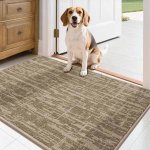 lot 44258 image: Door-Mat Dirt Trapper Entryway Rugs 24x36 Non Slip Washable Entrance Mats Absorbent Welcome Mat Low Profile Dog Door Mats for Front Back Doormats and Wet Shoes, Taupe - Retail $27