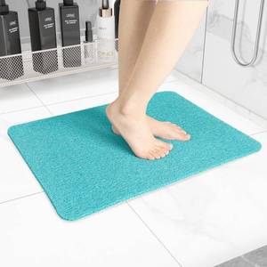 lot 44261 image: Non-Slip Bathtub Mat, Anti Slip Shower Mat, Fast Drying Bathtub Mats, Foot Scrubber Mat, Anti Slip Mat for Tub, Floor, Bathroom, Kitchen, Home, Hotel (Turquoise Blue 24x16) - Retail $20