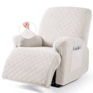 lot 44262 image: Recliner Chair Cover, 3-Pieces Stretch Recliner Covers for Recliner Chair Soft Reclining Chair Slipcover Furniture Protector for Dogs Cats(Off White) - Retail $31