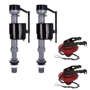 lot 44267 image: Toilet Tank Replacement Kit 2-Pack - Complete Parts Universal Toilet Fill Valve and 2 Toilet Flapper Repair Kit - Toilet Flush Repair Kit - Efficient Flush System - 7.8Lx5.9Wx5.5H in - Retail $20