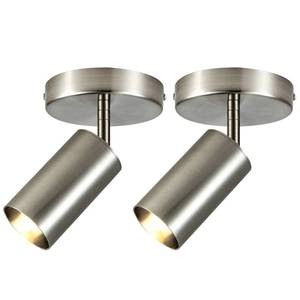 lot 44269 image: Track Lighting Ceiling Spotlight, 2-Light Satin Nickel Ceiling Light Fixture, Gu10 Spotlights Indoor Angle Adjustment Modern Wall Lamp for Living Room, Gallery, Cabinet, Hallway - Retail $55