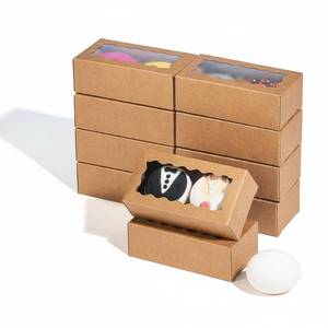 lot 44271 image: Small treat boxes with window - 35pcs candy box for chocolate & bakery treats - 4.17 x 2.16 x 1.37 inches small bakery boxes - Retail $10