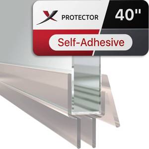 lot 44279 image: Frameless Shower Door Bottom Seal X-Protector - 40 Shower Door Seal For All Door Thicknesses - Self-Adhesive Shower Door Sweep - Premium Door Bottom Seal Strip - Silicone Glass Shower Door Seal Strip - Retail $13