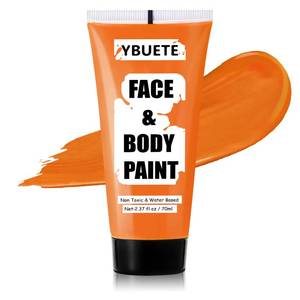 lot 44287 image: Orange Water Based Face Body Paint, 2.37 OZ Large Tube Full Coverage Face Paint for Tiger Pumpkin Cosplay, Washable Orange Body Painting Cream for Adult Carnival Halloween SFX Makeup - Retail $9
