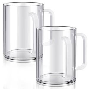 lot 44310 image: 2 Pcs Judaica Hand Washing Cup with Dual Handles for Netilat Yadayim 5 Acrylic Clear Negel Vasser Jewish Ritual Kohanim Holiday Gifts(White Handle) - Retail $33