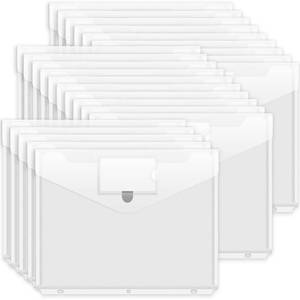 lot 44312 image: Binder Pocket, 24 Pack Super Heavyweight Poly Binder Pocket with Tight Closure, Binder Folders Side Loading, 3 Ring Binder Pocket, Binder Dividers with Pockets, Letter Size, Clear - Retail $16