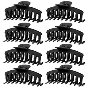 lot 44315 image: Hair Claw Clips for Women - 8PK Large Neutral Matte Jumbo Hair Clips for Thick, Thin, Long, Short, Curly Hair Girls, Big Jaw Clip Set for Daily Use(Midnight Black) - Retail $9