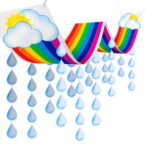 lot 44317 image: Rainbow Ceiling Decoration Hanging Rainbow Cloud Ceiling Decoration with Raindrop Garland Party Decorations Raindrop Garland Bunting for Birthday Baby Shower Daycare Decorations Supply - Retail $14