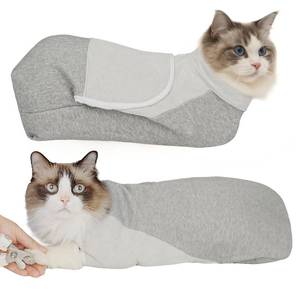 lot 44318 image: Pawfun Self-Adhesive Cat Grooming Wrap, Cozy Cat Wrap for Cutting Nails, Breathable Anti-Scratch Cat Swaddle Bag for Brushing, Ear Cleaning, Dental Care, Medication, Injections, Grey, S