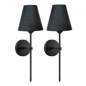lot 44340 image: Wall Sconces Sets of 2, Retro Industrial Wall Lamps, Bathroom Vanity Sconces Wall Lighting with Black Fabric Shade, Suitable for Bedroom Living Room Corridor Kitchen