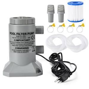 lot 44342 image: 530 GPH Above Ground Pool Cartridge Filter Pump Complete Kit with Hoses & Filter Cartridge Durable, Leak-Proof Design for Clean Water Easy Setup for Small to Medium Pools, 5.91 x 8.7 inch - Retail $24