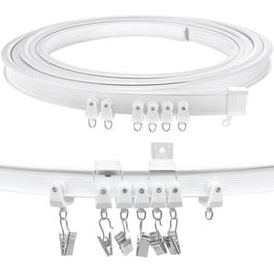 lot 44346 image: Ceiling Curtain Track, Flexible Bendable Curtain Track Wall Mount Curved Sliding Curtain Rail 20Ft Ceiling Track Set System for RV Room Divider Bay Window - Retail $31