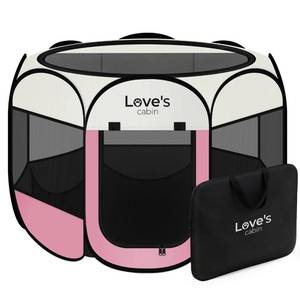 lot 44348 image: Loves cabin Pet Puppy Dog Playpen, Small Dog Tent Crates Cage IndoorOutdoor, Portable Playpen for Cat, Foldable Pop Up Dog Kennel Playpen with Carrying Case, Removable Zipper Top, Light Pink - Retail $22