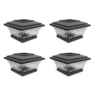 lot 44350 image: Solar Post Cap Lights Outdoor LED Lighting Deck Fence Cap Light Two Light Modes Warm WhiteBright White Suitable for 4x4 Wooden Posts Black 4PK - Retail $38
