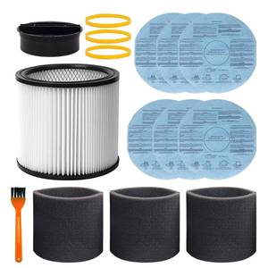 lot 44358 image: Filter Replacement 90304, 90107 dry filter, 90585 Foam Sleeve Fit for Shopvac 90304, 90350, 90333,903-04-00, 9030400,5 Gallon Up WetDry Vacuum Cleaners, 15 Pack - Retail $18